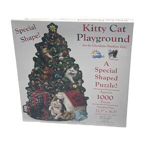 NEW New Kitty Cat Playground Jigsaw Puzzle 1000 pc Shaped SunsOut, by Giordano